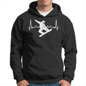 Snowboarding With Heartbeat Pulse Ecg And Snowboarder Kapuzenpullover - Geschenkecke