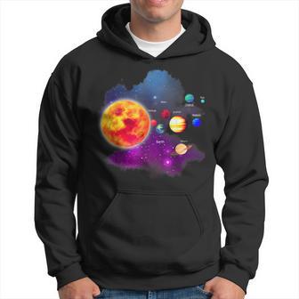 Solar System Motif With Sun Planets Stars Galaxies Kapuzenpullover - Geschenkecke