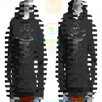 Space Alien Ufo Neon Lights Rave Alien Lovers Mm Sudadera - Regaloses
