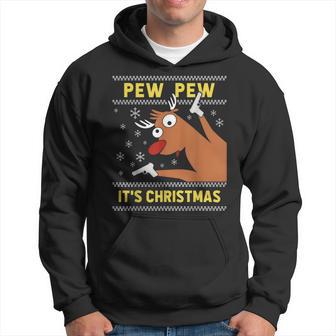 Ugly Christmas Sweater Pew Pew Crazy Reindeer Xmas Kapuzenpullover - Geschenkecke