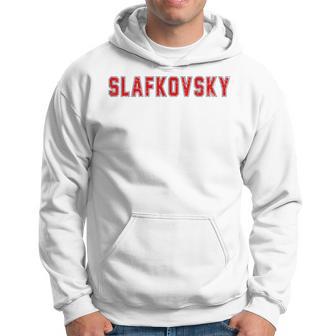 Distressed Team Slafkovsky Last Name Proud Family Blue Kapuzenpullover - Geschenkecke