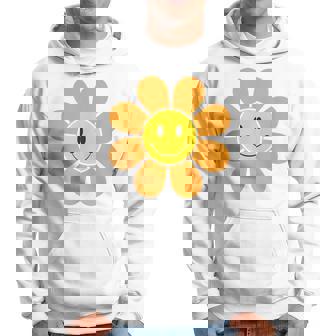 Fleur Orange Rétro Années 70 Avecisage Souriant Jaune Sweat à capuche - Cadeauxyz