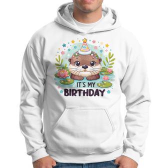 Geburtstag Otter Kinder Geburtstagsparty Kinder Für Kinder Zum Geburtstag Mit Cartoon-Otter- In Blau -Kleinkind Kurzarm U-Ausschnitt Polyester 100 Kapuzenpullover - Geschenkecke