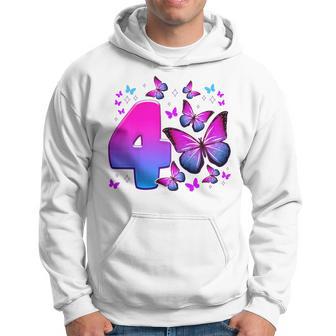 Niños Cumpleañera 4 Años Mariposa Número 4 Sudadera - Regaloses