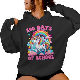 100 Days Of School Unicorn Girls Cute 100Th Day Of School Women Hoodie - Thegiftio UK