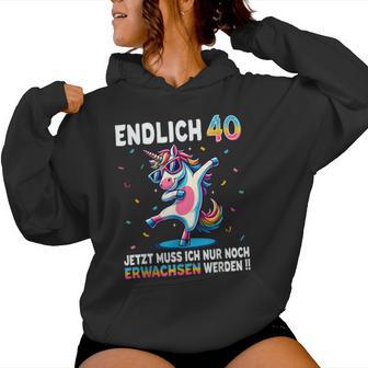 40Th Birthday Woman Man Party Outfit Unicorn Kapuzenpullover für Damen - Geschenkecke