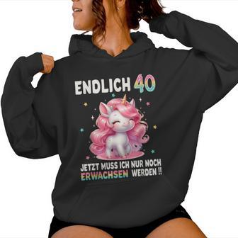 40Th Birthday Woman Party Outfit Unicorn Kapuzenpullover für Damen - Geschenkecke