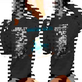 5 Years Old 5th Birthday Shark Boy Girl Monster Truck Gamer Women's Hoodie - Monsterry