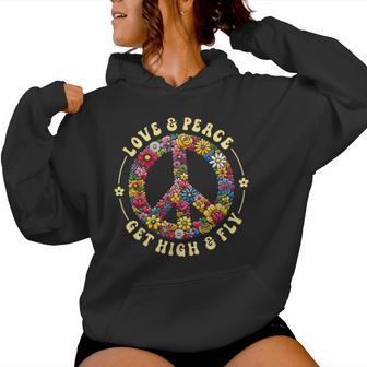 70S Flower Power Love Peace Hippie Costume Kapuzenpullover für Damen - Geschenkecke