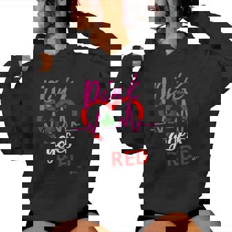 AKA Pink Goes Red For Heart Health Pretty Girl In Red Heart Women's Hoodie - Monsterry