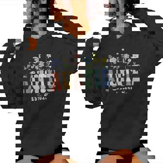 Auntie 2025 Auntie To Be Wildflower Floral Women Hoodie - Seseable