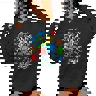 Autism Awareness Dabbing Puzzle Piece Boy Girl Women Women Hoodie - Thegiftio UK