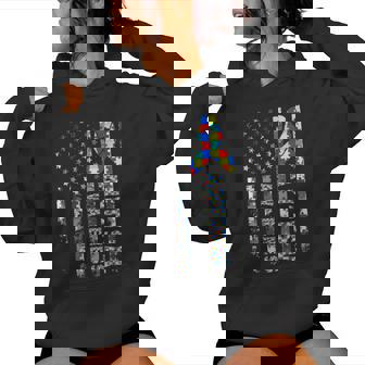 Autism Awareness Mom Dad Usa Flag Autism Women Hoodie | Mazezy