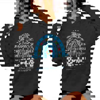 Autism Awareness Rainbow In April We Wear Blue Ribbon Women Hoodie - Monsterry