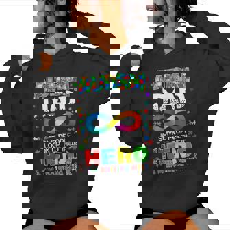 Autism Dad Raising Hero Groovy Father Autism Awareness Women Hoodie - Monsterry