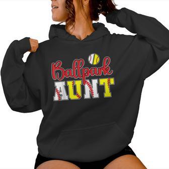 Ballpark Aunt Softball Baseball Aunt Women Hoodie - Thegiftio UK