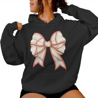 Baseball Bow Baseball Mom Baseball Sister Women Hoodie - Thegiftio UK