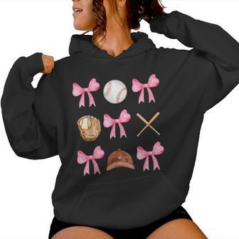 Baseball Coquette Bow Baseball Mama Baseball Mom Women Hoodie - Thegiftio UK