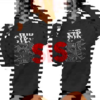Birthday Party Family Spider Web Sister Cute Big Sis Women Hoodie - Monsterry