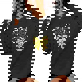 Black Softball Mama Game Day Leopard Checkered Coquette Women Hoodie - Seseable