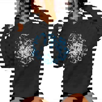 Blue Trippy Psychedelic Faceless Woman Floating In Vapors Women's Hoodie - Monsterry