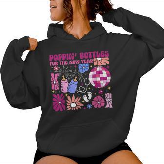 Boho Floral Nicu Crew Nurse Poppin' Bottles For The New Year Women Hoodie - Thegiftio UK
