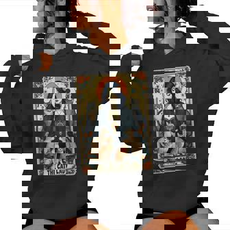 The Cat Lady Tarot Card Witchy Gothic Cat Mom Women Hoodie - Seseable