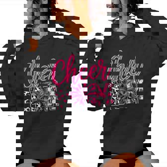Cheer Mom Hot Pink Black Leopard Letters Cheer Women Hoodie - Seseable