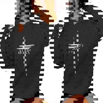 Graphic Christian Cross Jesus Christ Blessed Women Hoodie - Monsterry