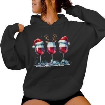 Christmas Red Wine Merry Christmas Reindeer Women's Kapuzenpullover für Damen - Geschenkecke