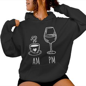 Am Coffee Pm Wine Drink Wine Loveino Kapuzenpullover für Damen - Geschenkecke