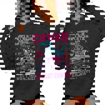 Crush Breast Cancer Awareness Pink Monster Truck Women Mom Women's Hoodie - Monsterry
