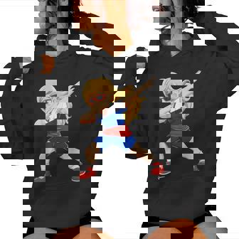 Dabbing Girl Russian Russia Flag Kids Dab Dance Women's Hoodie - Monsterry