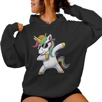 Dabbing Unicorn Costume Rainbow Colourful Carnival Fancy Dress Kapuzenpullover für Damen - Geschenkecke