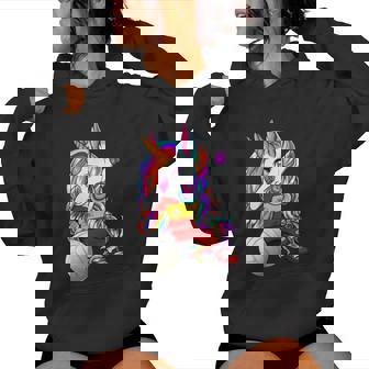 Dabbing Unicornio Españaoleibol Bandera Española Deporte Cuello Sudadera con capucha para mujer - Regaloses