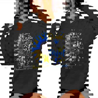 Down Right Perfect Down Syndrome Awareness Ribbon Sunflower Women Hoodie | Mazezy