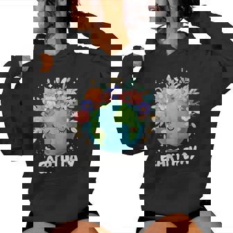 Earth Day Cute & Floral Planet Earth Day 2025 Women Hoodie - Monsterry