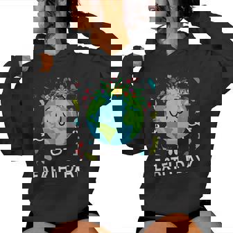 Earth Day Floral Cute & Peaceful Planet Earth Day 2025 Women Hoodie - Seseable