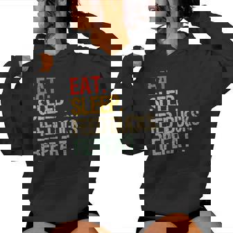 Eat Sleep Feed Ducks Repeat Duck Breeders Vintage Women's Hoodie - Monsterry