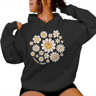 Flower Power Süßes Lächeln Gesichtsblume Happy Face Blumen Mädchen Kapuzenpullover für Damen - Geschenkecke