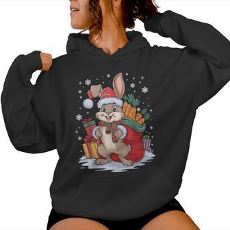 Christmas Bunny Santa Hat Rabbit Christmas Kapuzenpullover für Damen - Geschenkecke