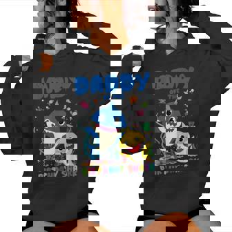 Daddy Of The Birthday Family Shark Birthday Boy Girl Women Hoodie - Seseable