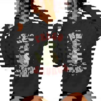 Pregnant Mom Expecting Mama To Be Pregosaurus Cute Retro Mommy Dinosaur Pregnancy Announcement Small Black Women Hoodie - Monsterry