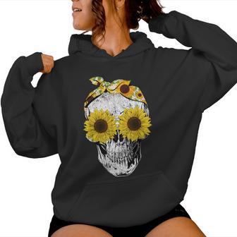 Skull Sunflower Skeleton Bandana Sunflower Skull Kapuzenpullover für Damen - Geschenkecke