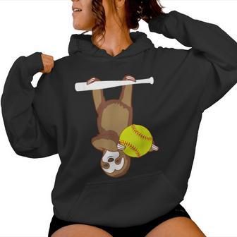 Sloth With Softball Mother's Day Women Hoodie - Thegiftio UK