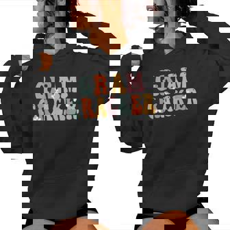 Gram-Cracker Retro Groovy Mom Cute Grandma Women Hoodie - Seseable