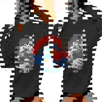 Great Wave Monster Eating Cookies -Ague Japonaise Kanji Cookie Wave Sweat à capuche femme - Cadeauxyz