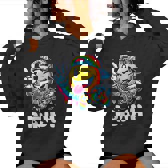 Groovy Tie Dye Gaming Bruh Boys Smile Peace Sign Gamer Women Hoodie - Monsterry