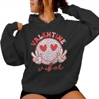 Groovy Valentine Vibes Valentines Day For Girl Women Women Hoodie - Thegiftio UK