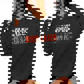 Gym Now Beer Later Gimnasio Amante & Beer Lover Entrenamiento Divertido Sudadera con capucha para mujer - Regaloses